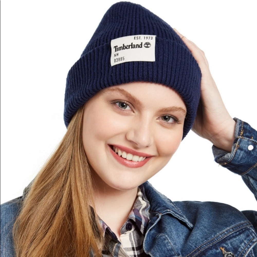 Timberland Classic Tall Recycled Beanie Winter Hat Navy